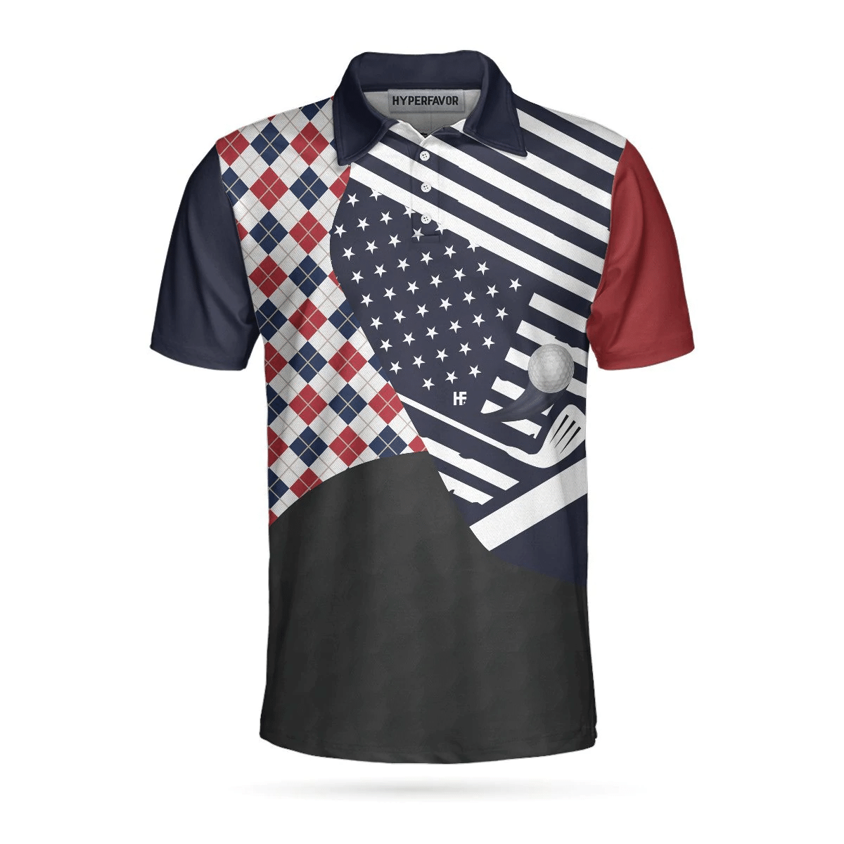 Are You Looking At My Putt Argyle USA Flag Polo Shirt