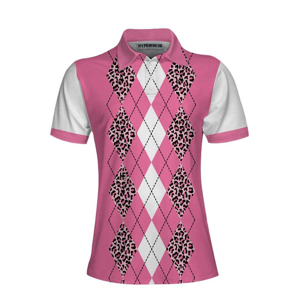 Are You Staring At My Putt Again Golf Short Sleeve Women Polo Shirt White And Pink Argyle Pattern Golf Shirt For Ladies