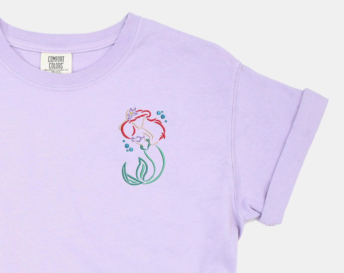 Ariel Embroidered Tshirt Little Mermaid Embroidered Shirt Princess T Shirt Disney Princess Shirt Disney Tshirt Womens Disney Shirt