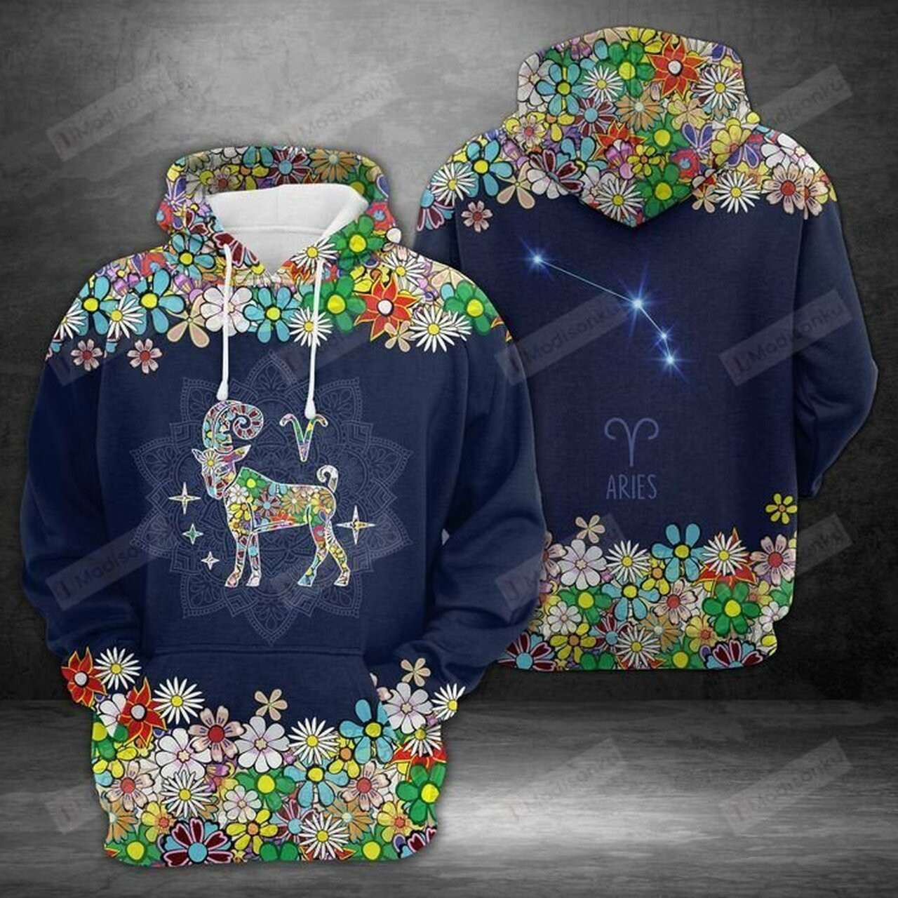 Aries Horoscope Flower 3d All Over Print Hoodie