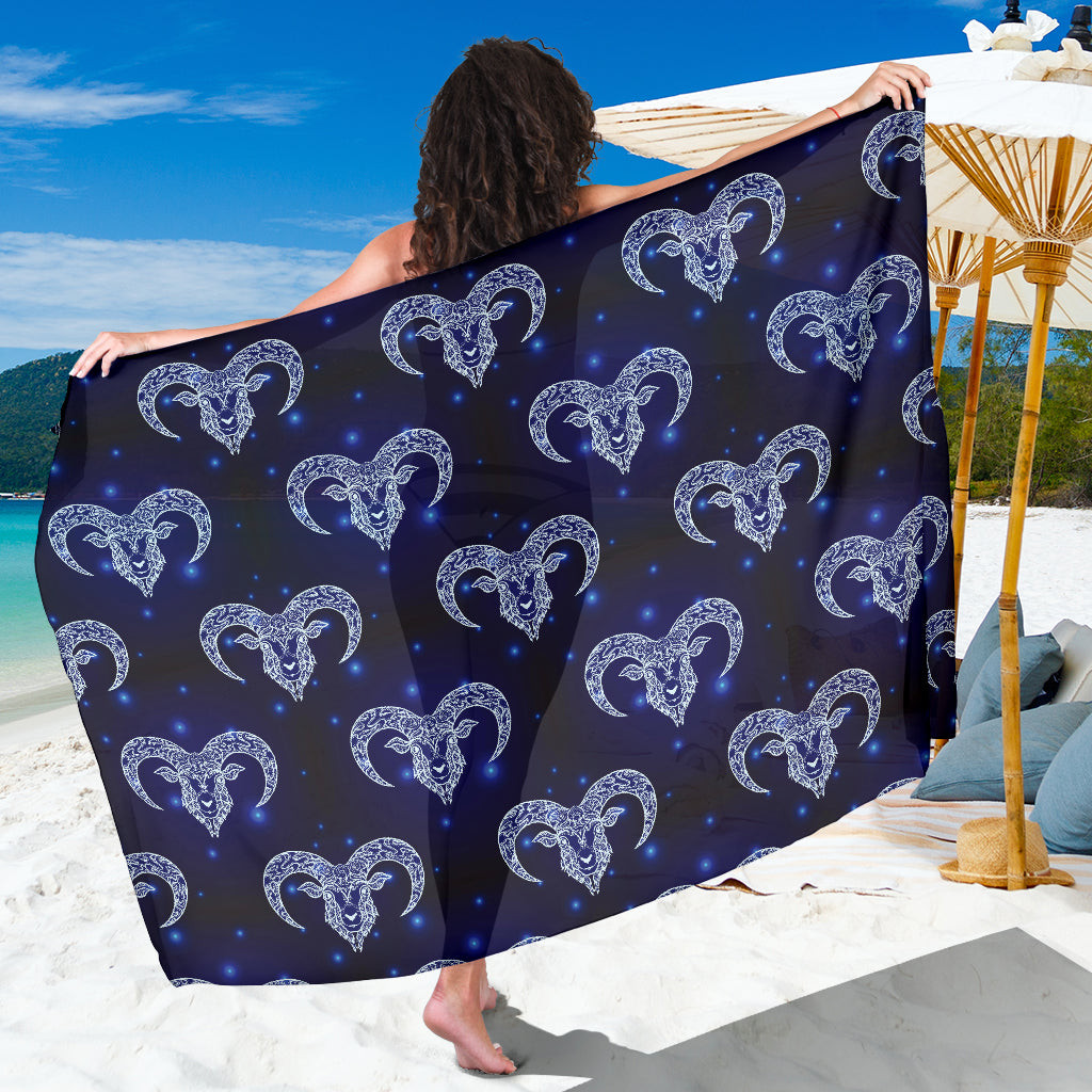 Aries Zodiac Pattern Print Sarong Cover Up Aries Zodiac Pareo Wrap Skirt Dress