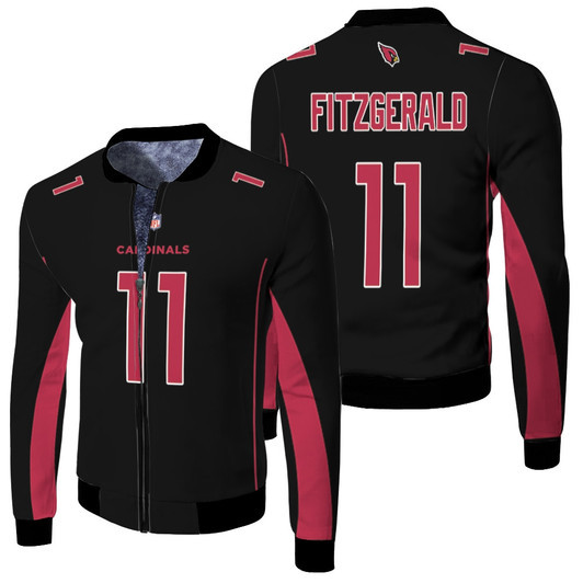 Arizona Cardinals Larry Fitzgerald Jr 11 Nfl Color Rush Limited Black Jersey Style Gift For Arizona Fans Fleece Bomber Jacket