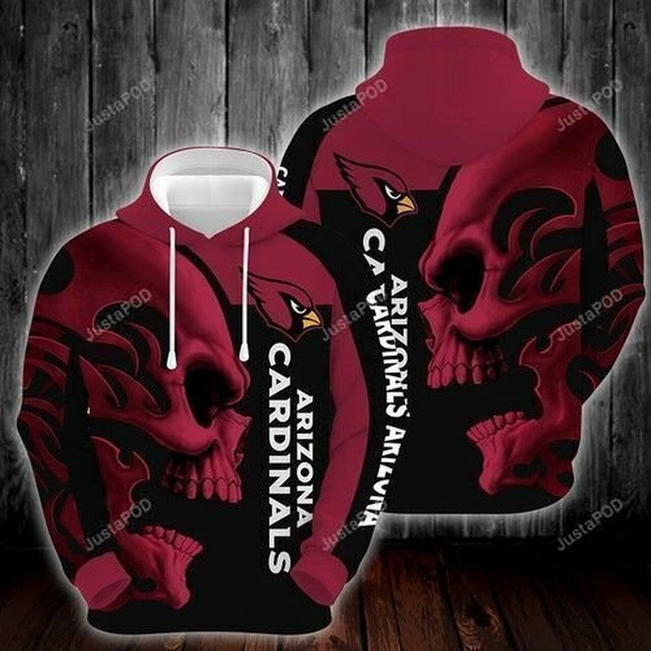 Arizona Cardinals Skull For Unisex 3d All Over Print Hoodie
