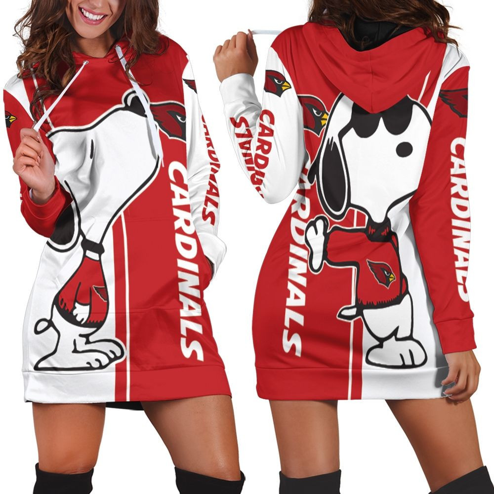 Arizona Cardinals Snoopy Lover 3d Hoodie Dress Sweater Dress Sweatshirt Dress