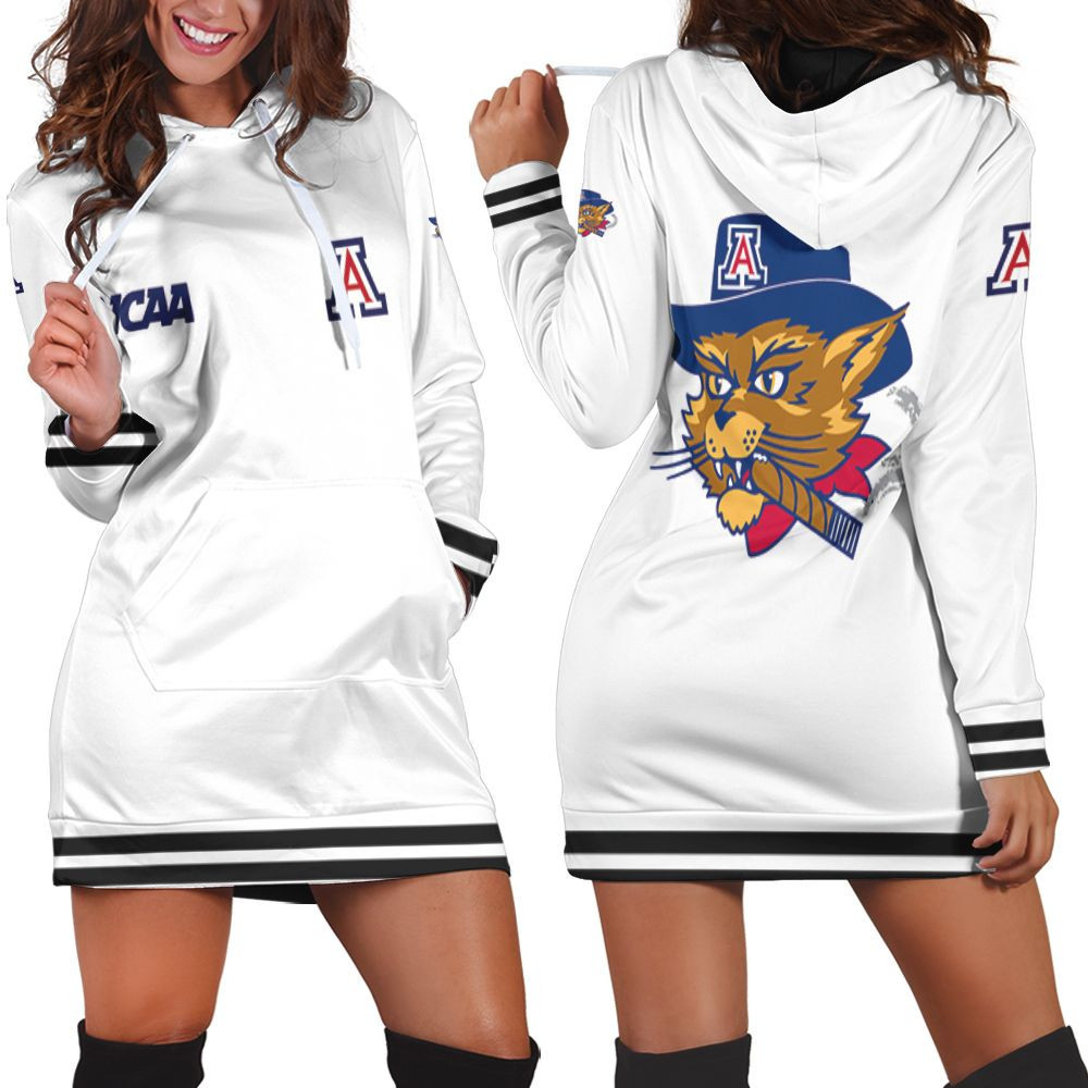 Arizona Wildcats Ncaa Classic White With Mascot Logo Gift For Arizona Wildcats Fans Hoodie Dress Sweater Dress Sweatshirt Dress