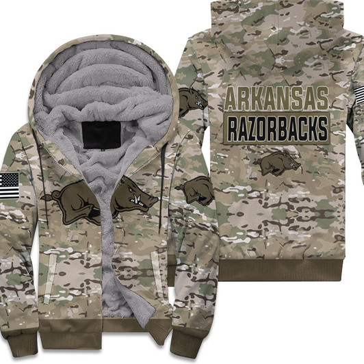Arkansas Razorbacks Camo Pattern 3D Fleece Hoodie