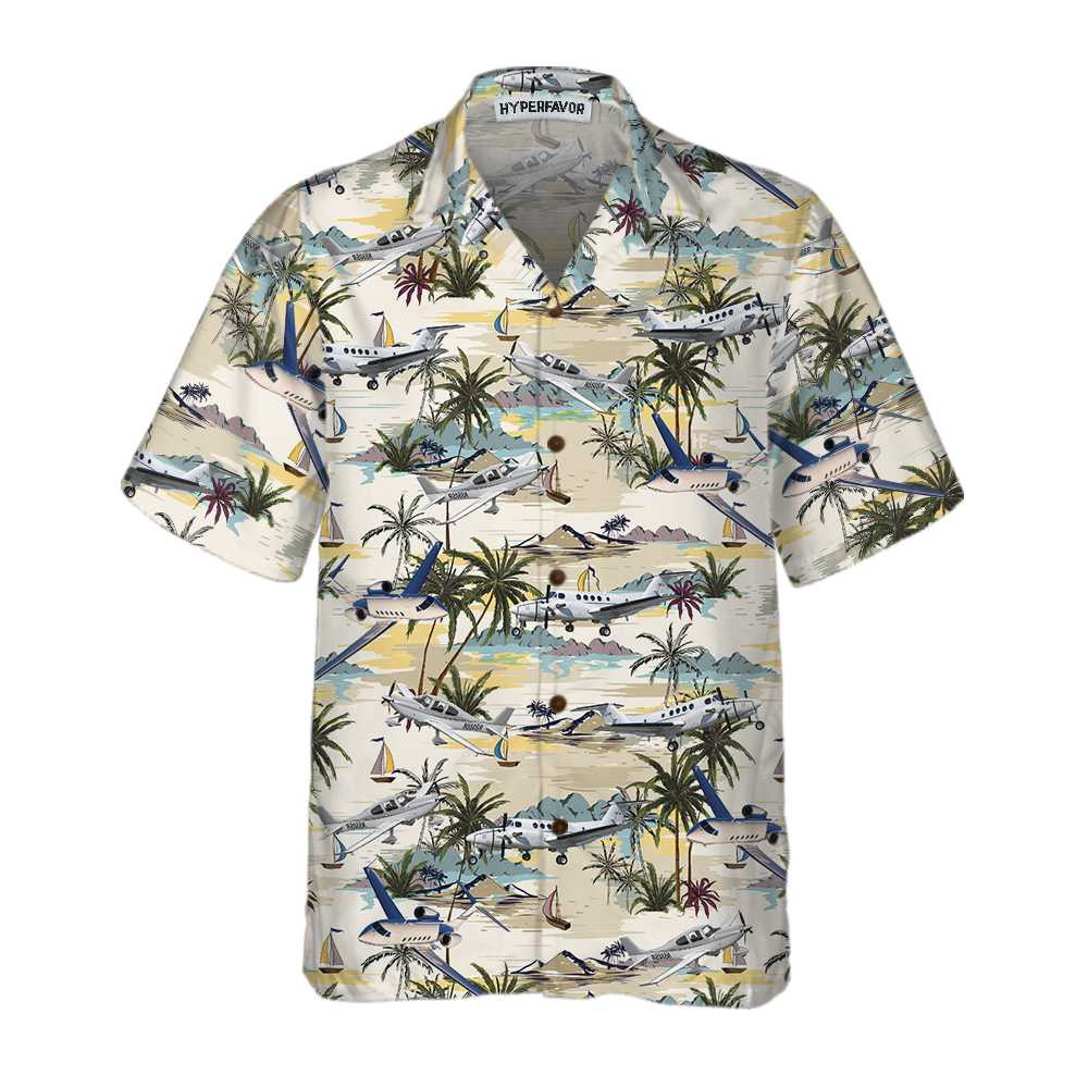 Army Aviation Aircraft Tropical Pattern Hawaiian Shirt Tropical Aviation Shirt For Men