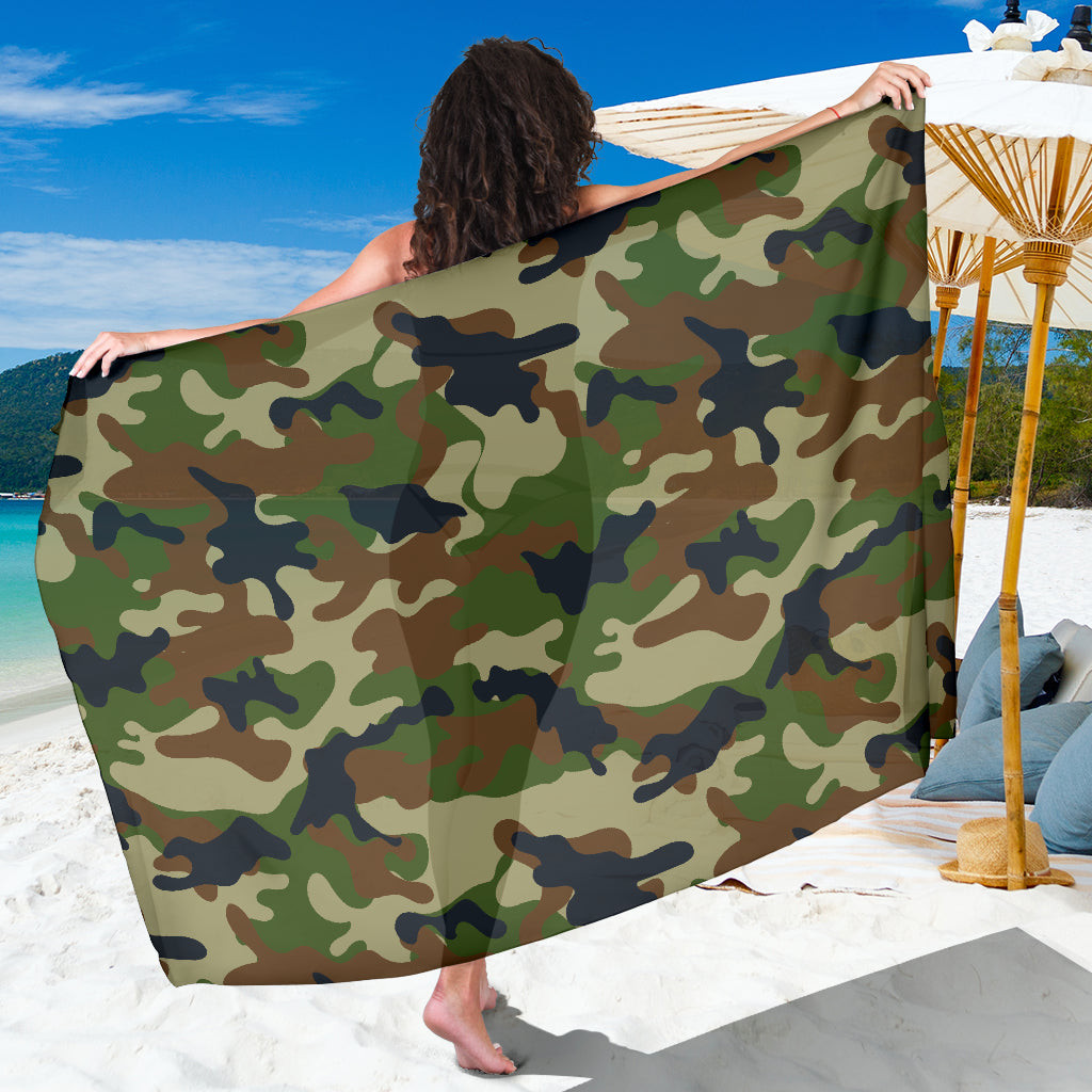 Army Camouflage Pattern Print Sarong Cover Up Army Camouflage Pareo Wrap Skirt Dress