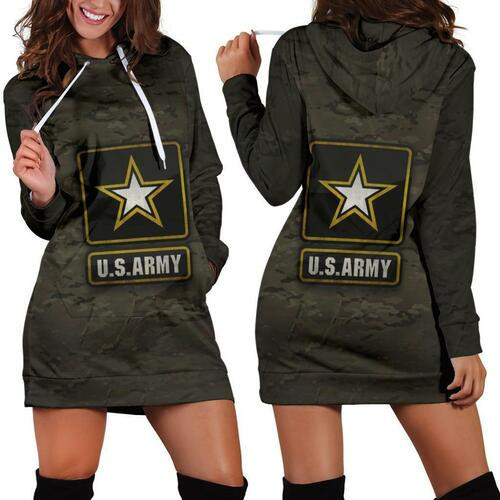 Army Womens Hoodie Dress Sweater Dress Sweatshirt Dress 3d All Over Print For Women Hoodie