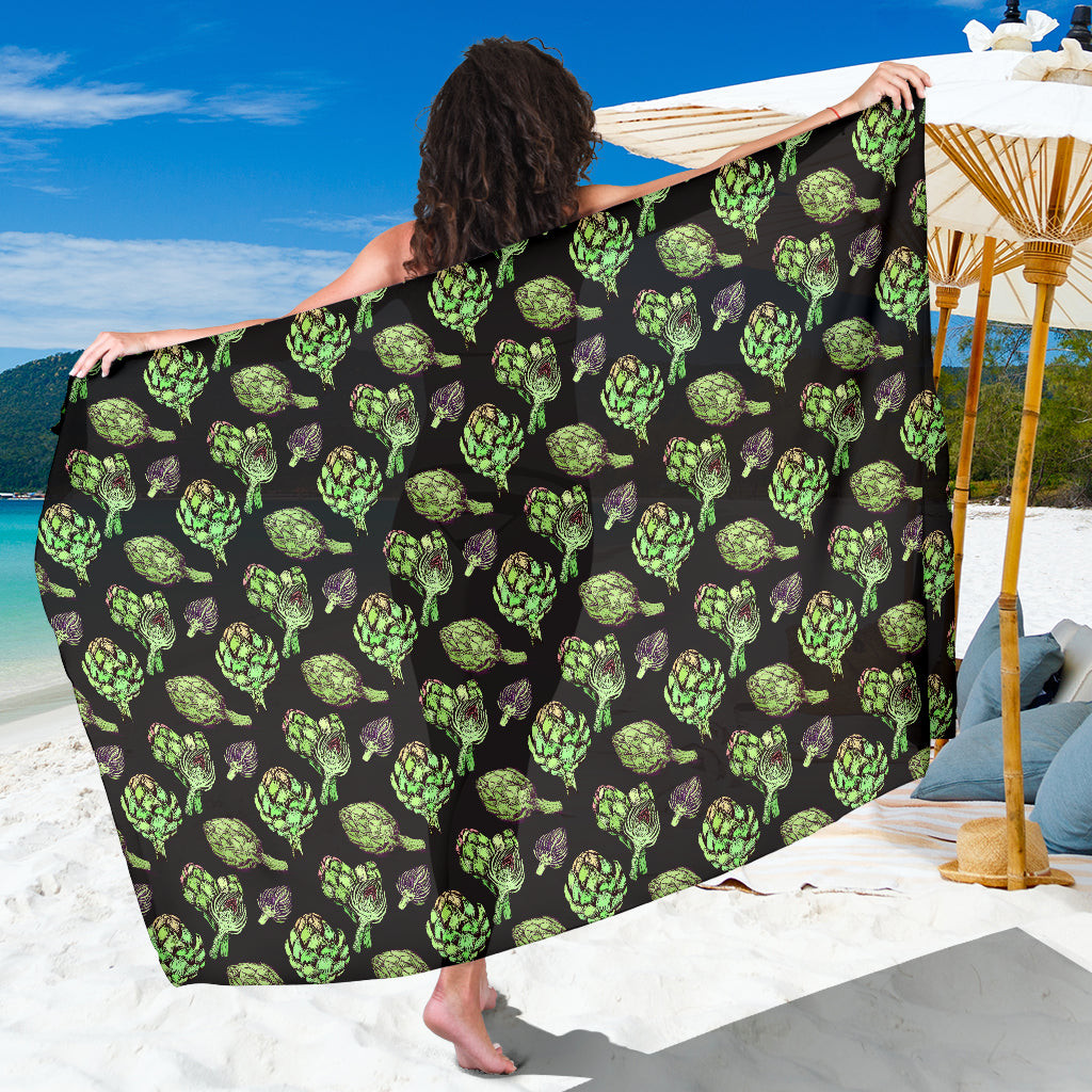 Artichoke Pattern Print Sarong Cover Up Artichoke Pareo Wrap Skirt Dress