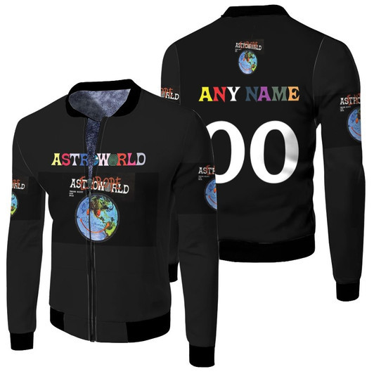 Astroworld Logo Smiling By Travis Scott American Rapper Black Fleece Bomber Jacket