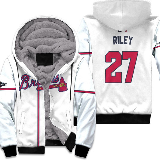 Atlanta Braves Austin Riley 27 Majestic 2019 Postseason Official White Match Jersey Style Gift For Braves Fans Fleece Hoodie