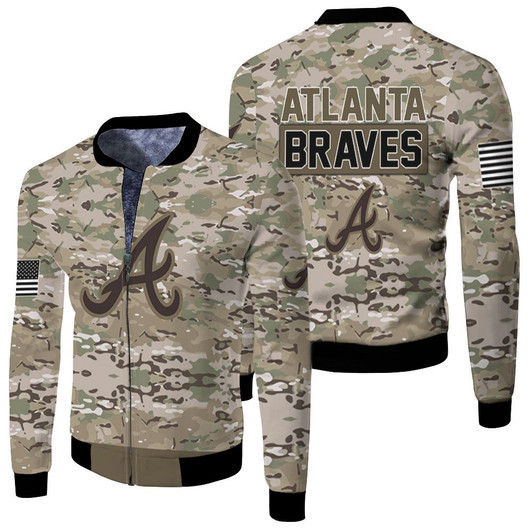 Atlanta Braves Camouflage Veteran Fleece Bomber Jacket