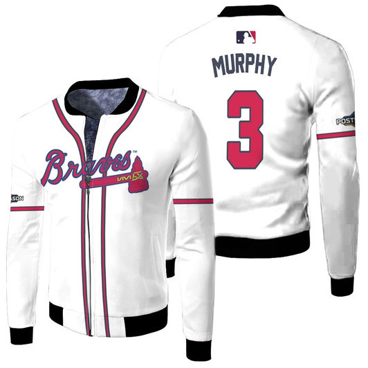 Atlanta Braves Dale Murphy 03 Majestic 2019 Postseason Official White Match Jersey Style Gift For Braves Fans Fleece Bomber Jacket