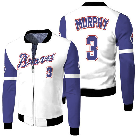 Atlanta Braves Dale Murphy 03 Mlb 2020 White And Blue Match Jersey Style Gift For Braves Fans Fleece Bomber Jacket