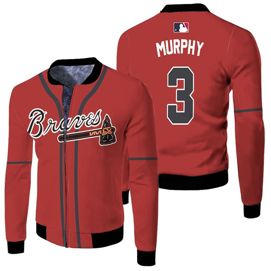 Atlanta Braves Dale Murphy 3 Mlb Majestic 2019 Alternate Scarlet Jersey Style Gift For Braves Fans Fleece Bomber Jacket