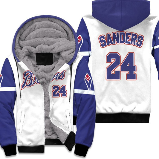 Atlanta Braves Deion Sanders 24 Mlb 2020 White And Blue Match Jersey Style Gift For Braves Fans Fleece Hoodie