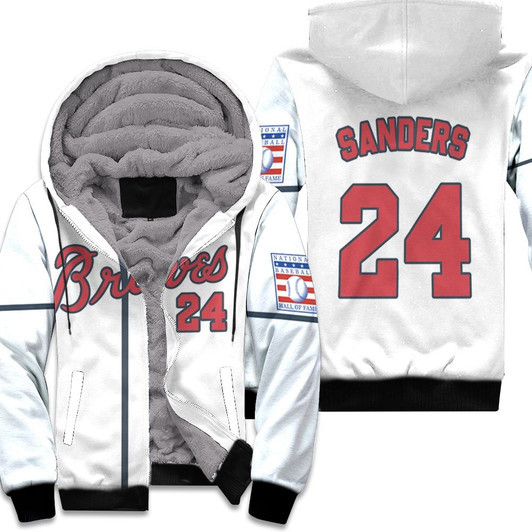 Atlanta Braves Deion Sanders 24 Mlb 2020 White Match Jersey Style Gift For Braves Fans Fleece Hoodie
