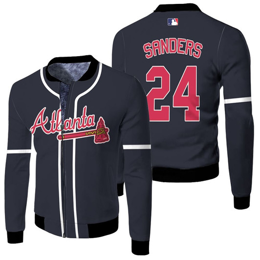 Atlanta Braves Deion Sanders 24 Mlb Baseball 2019 Team Navy Jersey Style Gift For Braves Fans Fleece Bomber Jacket