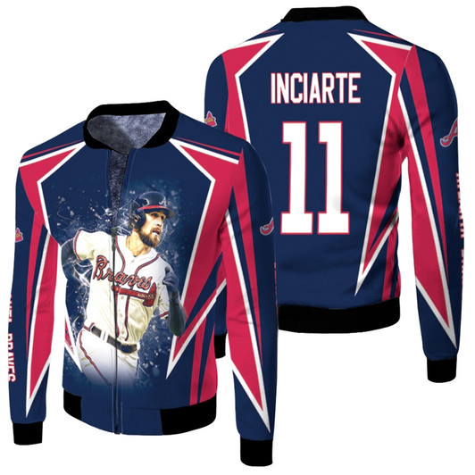 Atlanta Braves Ender Inciarte 11 Mlb Baseball Team Fleece Bomber Jacket