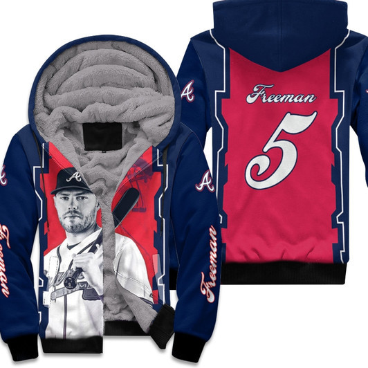 Atlanta Braves Freddie Freeman 5 Legendary Captain Mlb Baseball Team 3D Designed Allover Gift For Freeman Fans Braves Fans Fleece Hoodie