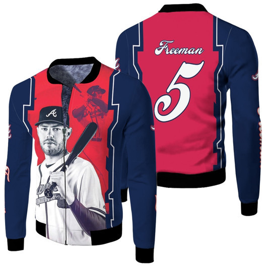 Atlanta Braves Freddie Freeman 5 Legendary Captain Mlb Baseball Team Fleece Bomber Jacket