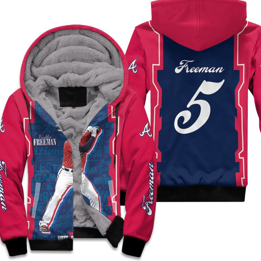 Atlanta Braves Freddie Freeman 5 The Best Leader Captain Mlb Baseball Team 3D Designed Allover Gift For Freeman Fans Braves Fans Fleece Hoodie