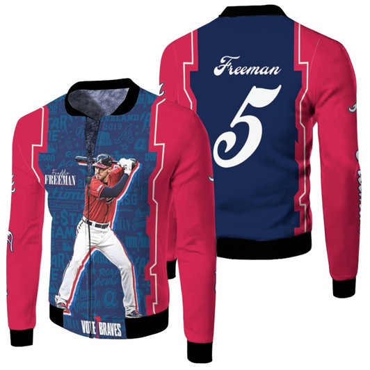 Atlanta Braves Freddie Freeman 5 The Best Leader Captain Mlb Baseball Team Fleece Bomber Jacket