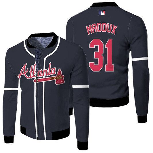 Atlanta Braves Greg Maddux 31 Mlb Baseball 2019 Team Navy Jersey Style Gift For Braves Fans Fleece Bomber Jacket