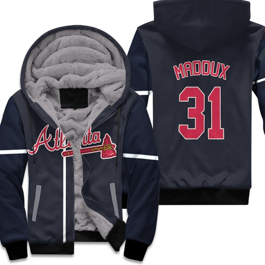 Atlanta Braves Greg Maddux 31 Mlb Baseball 2019 Team Navy Jersey Style Gift For Braves Fans Fleece Hoodie