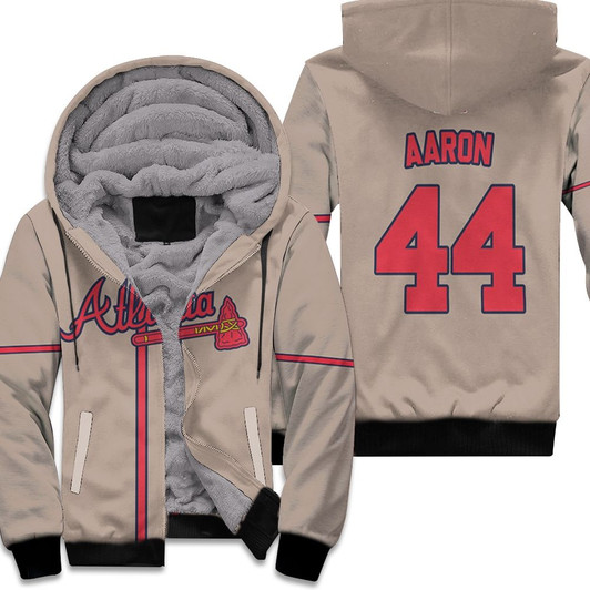 Atlanta Braves Hank Aaron 44 Mlb 2020 Grey Match Jersey Style Gift For Braves Fans Fleece Hoodie