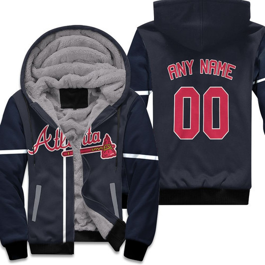 Atlanta Braves Mlb Baseball 2019 Team Navy Jersey Style Custom Gift For Braves Fans Fleece Hoodie