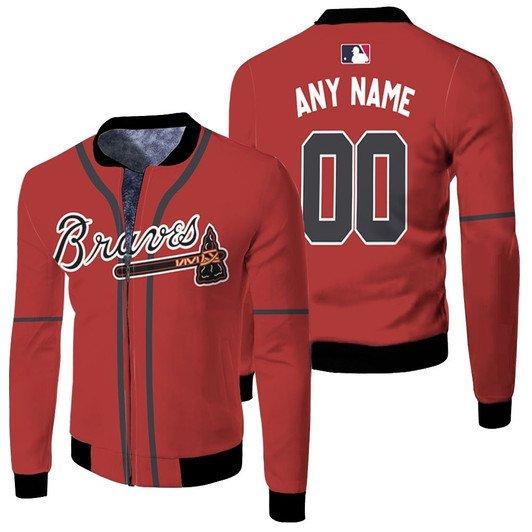 Atlanta Braves Mlb Majestic 2019 Alternate Scarlet Jersey Style Custom Gift For Braves Fans Fleece Bomber Jacket