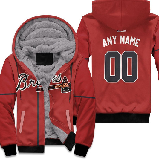 Atlanta Braves Mlb Majestic 2019 Alternate Scarlet Jersey Style Custom Gift For Braves Fans Fleece Hoodie