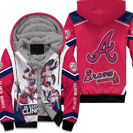 Atlanta Braves Nl East Champs Clinched Mlb Baseball Team Red 3D Designed Allover Gift For Braves Fans Fleece Hoodie