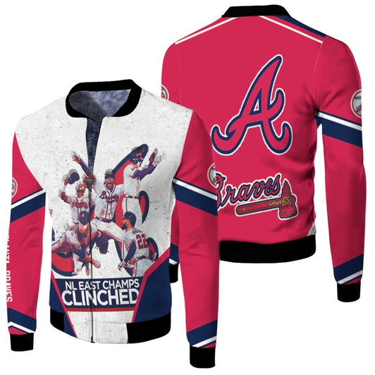 Atlanta Braves Nl East Champs Clinched Mlb Baseball Team Red Fleece Bomber Jacket