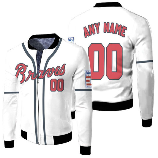 Atlanta Braves Personalized 00 Mlb 2020 White Match Jersey Style Gift For Braves Fans Fleece Bomber Jacket