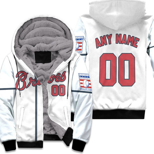 Atlanta Braves Personalized 00 Mlb 2020 White Match Jersey Style Gift For Braves Fans Fleece Hoodie