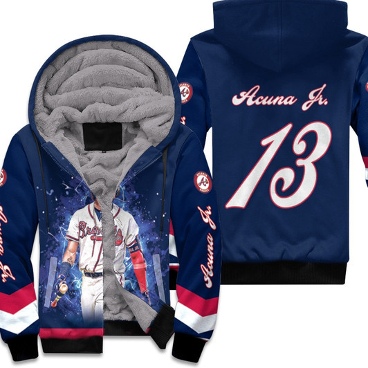 Atlanta Braves Ronald Acuna Jr 13 Pro Player Mvp Mlb Baseball Team Blue 3D Designed Allover Gift For Freeman Fans Braves Fans Fleece Hoodie