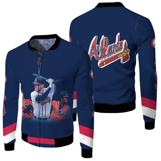 Atlanta Braves The Legends Champions Mlb Baseball Team Blue Fleece Bomber Jacket