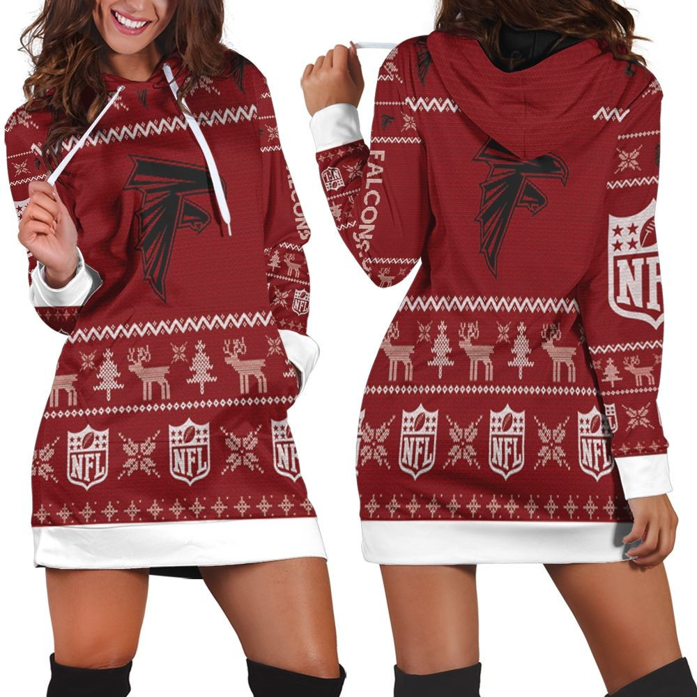 Atlanta Falcons Nfl Ugly Sweatshirt Christmas 3d Hoodie Dress For Women
