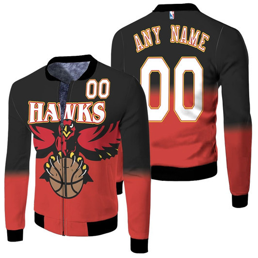 Atlanta Hawks Personalized 00 Nba 2020 Blackred Match Jersey Style Gift For Hawks Fans Fleece Bomber Jacket