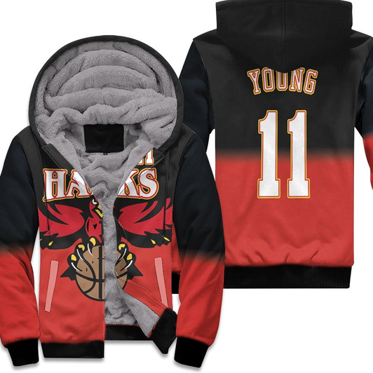 Atlanta Hawks Trae Young 11 Nba 2020 Blackred Match Jersey Style Gift For Hawks Fans Fleece Hoodie