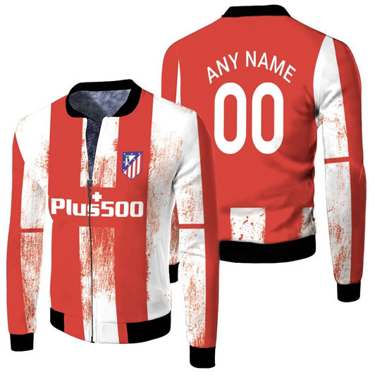 Atletico Madrid Football Team Home Jersey Style Fleece Bomber Jacket