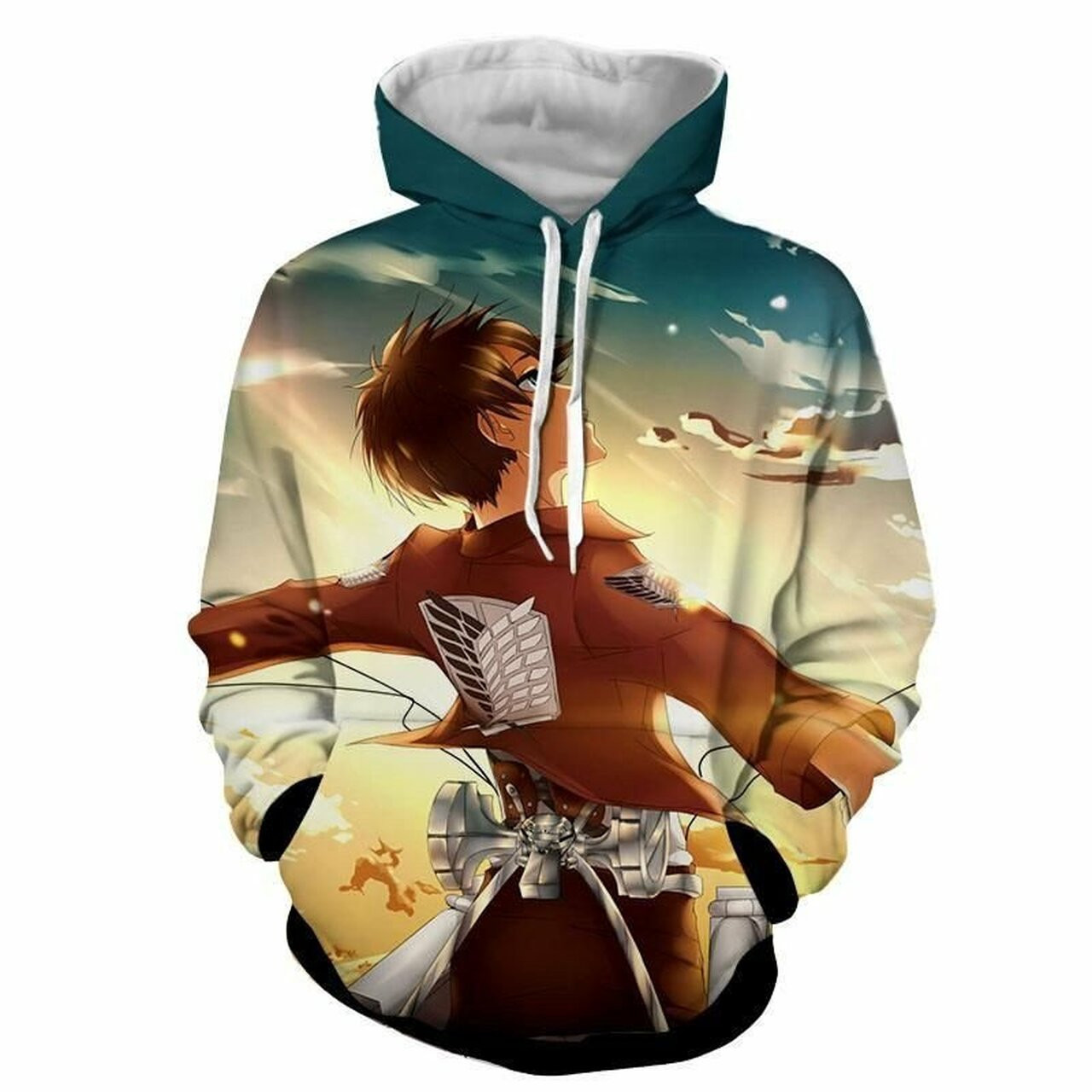 Attack On Titan Eren Yeager Cool Peaceful Happy Look 3d All Over Print Hoodie