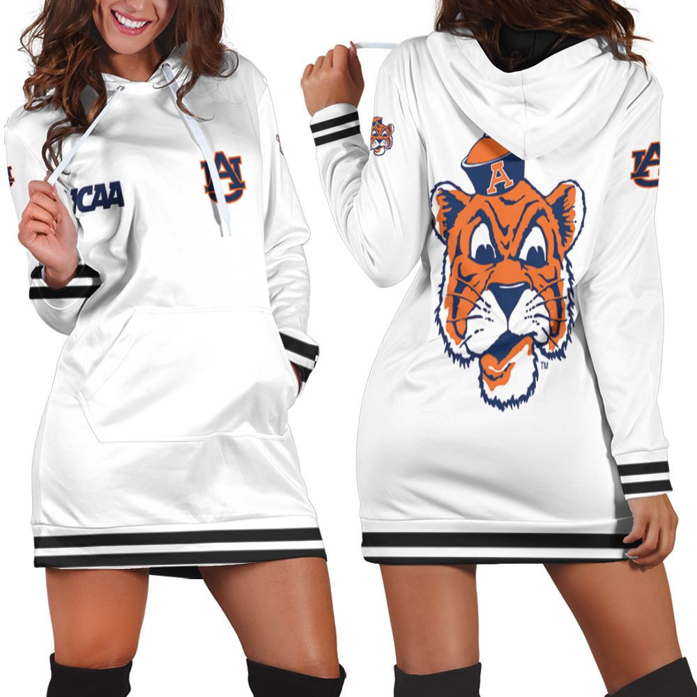 Auburn Tigers Ncaa Classic White With Mascot Logo Gift For Auburn Tigers Fans Hoodie Dress Sweater Dress Sweatshirt Dress