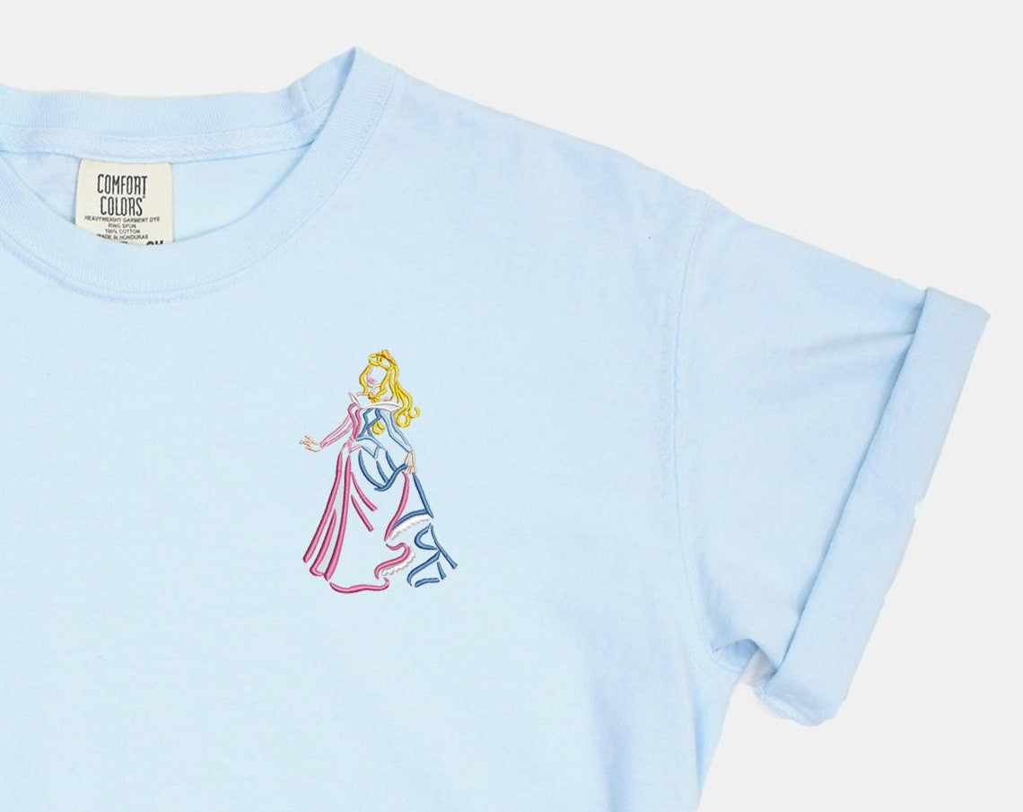 Aurora Embroidered Tshirt Sleeping Beauty Embroidered Shirt Princess T Shirt Disney Shirt Disney Tshirt Womens Disney Shirt