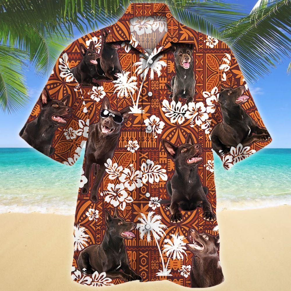 Australian Kelpie Dog Lovers Red Tribal Aloha Hawaiian Shirt Colorful Short Sleeve Summer Beach Casual Shirt For Men And Women