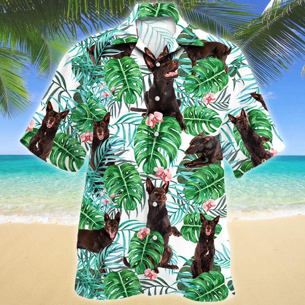 Australian Kelpie Dog Tropical Plant Aloha Hawaiian Shirt Colorful Short Sleeve Summer Beach Casual Shirt For Men And Women