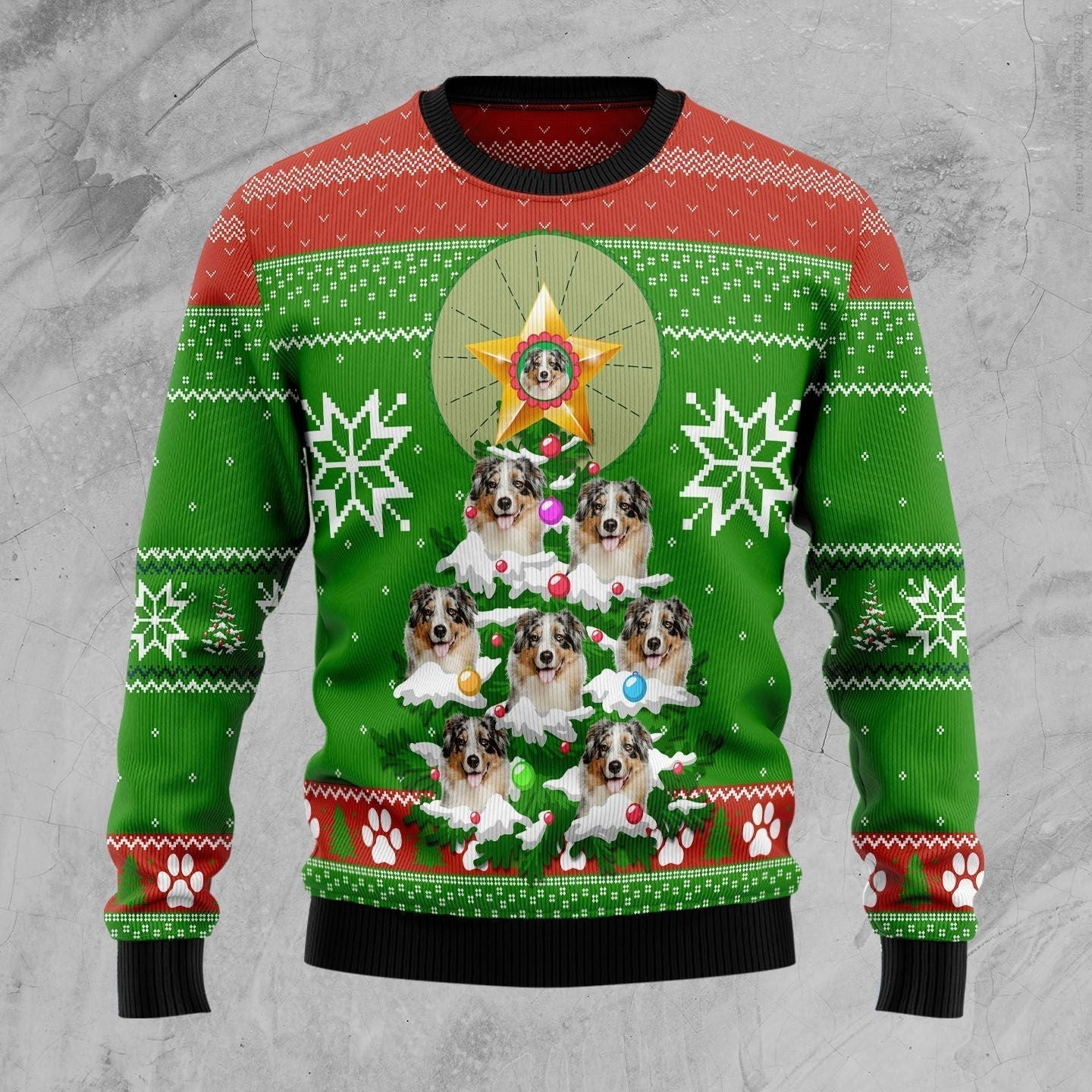 Australian Shepherd Pine Ugly Christmas Sweater, Ugly Sweater For Men Women, Holiday Sweater